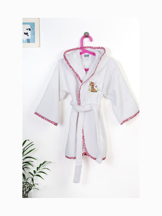 Dimcol Kids Bathrobe Giraffe White with Hood