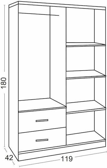 Life Τετράφυλλη Ντουλάπα 119x42x180cm Life Τετράφυλλη Ντουλάπα 119x42x180cm
