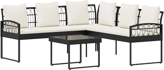 Outdoor Living Room Set 2 Pieces Black with Pillows
