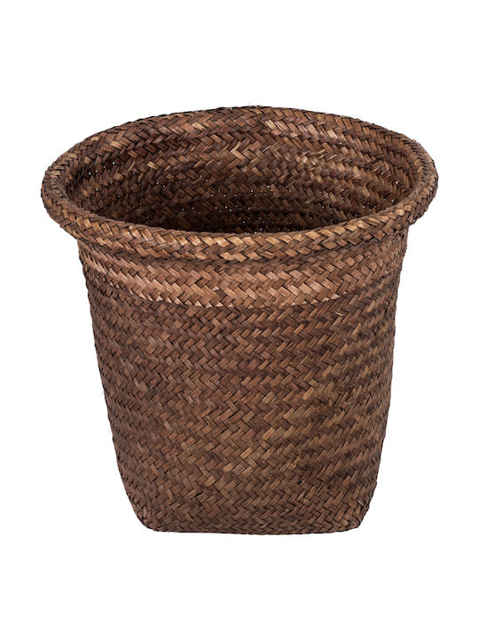 Globostar Artificial Garden Skiathos 20345 Decorative Wicker Basket Planter Flower Pot Brown Φ24cm X H24cm