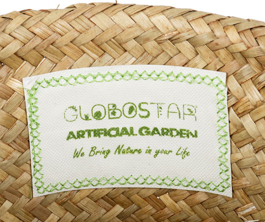 Globostar Artificial Garden Cecilia 20342 Διακοσμητικό Ψάθινο Καλάθι Κασπώ Γλάστρα Flower Pot Μπεζ Φ24cm X Υ24cm