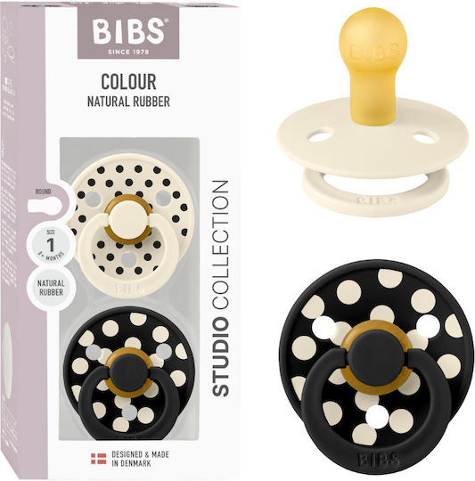 Bibs Colour Studio Collection Πιπίλες Καουτσούκ Ivory/Black για 0+ μηνών 2τμχ