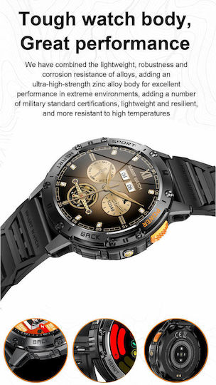 Microwear K65 Smartwatch με Παλμογράφο (Orange Silicone)