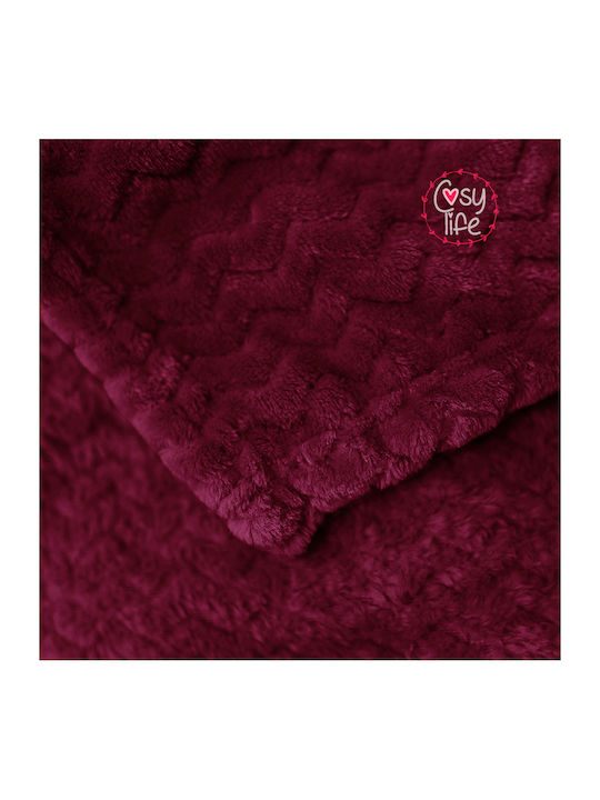 Cosy All Seasons Velvet Single Blanket 160x220cm Burgundy