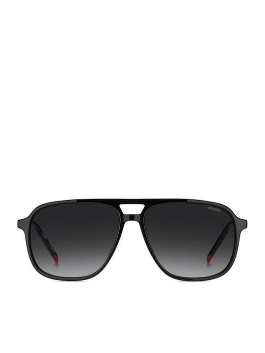 Boss Unisex Sunglasses with Black Horn-Rimmed Frame and Black Lens HG 1398/S 807/9O