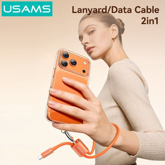 Usams USB 2.0 Cable USB-C Male - USB-C 60W PD Black 0.3m