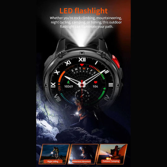 Microwear HT33 Smartwatch (Grey & Orange Silicone)