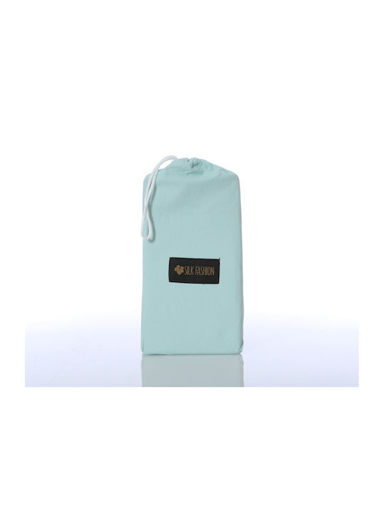 Silk Fashion Sheet for Single Bed with Elastic 105x200cm. Misty Jade