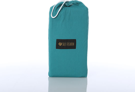 Silk Fashion Μονό 105x200εκ. με Λάστιχο Teal Blue Silk Fashion Μονό 105x200εκ. με Λάστιχο Teal Blue
