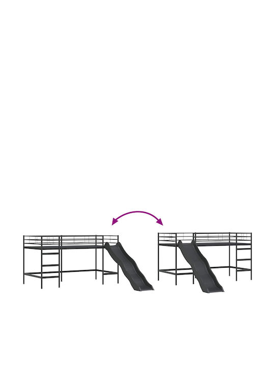 Pat pentru Copii Cușeta Single Negru pentru Saltea 85x205cm