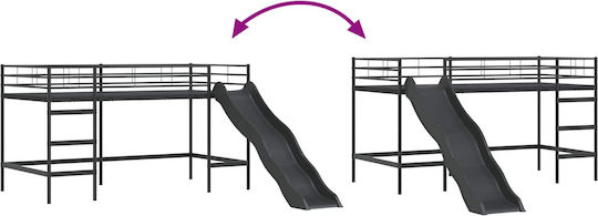 Kids Bed Bunk Single Black for Mattress 85x205cm