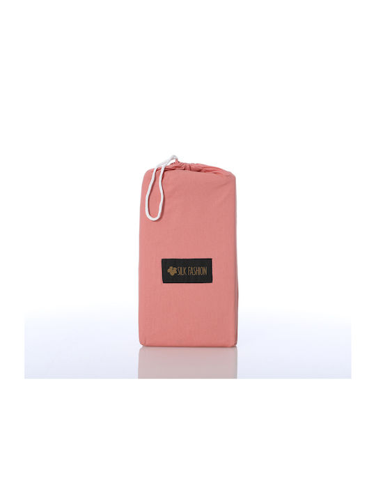Silk Fashion Sheet for Single Bed 165x267cm. Coral Almond