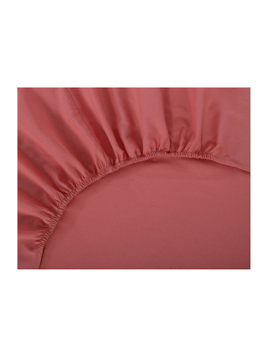 Silk Fashion Sheet Super-Double with Elastic 165x200cm. Coral Almond