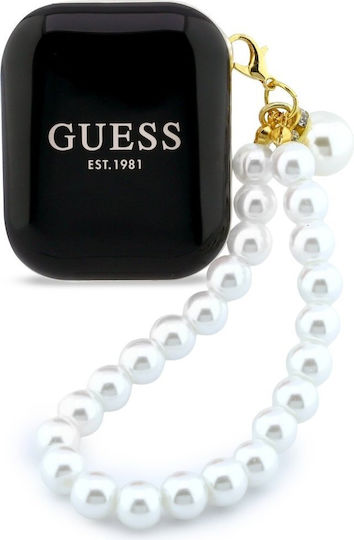 Guess Pearl Strap Earbud Bluetooth Handsfree Headphones With Sweat Resistance And Black Charging Case