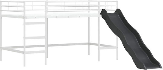Pat pentru Copii Cușeta Single Alb pentru Saltea 85x205cm