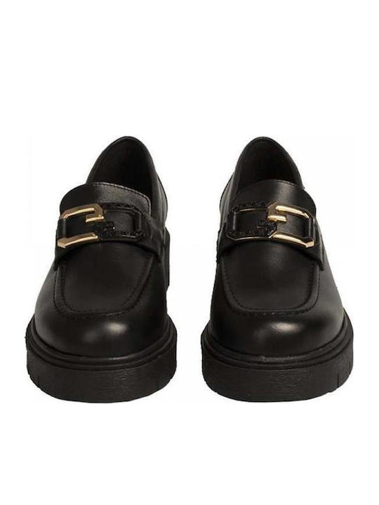 Leather Women's Moccasins in Black Color