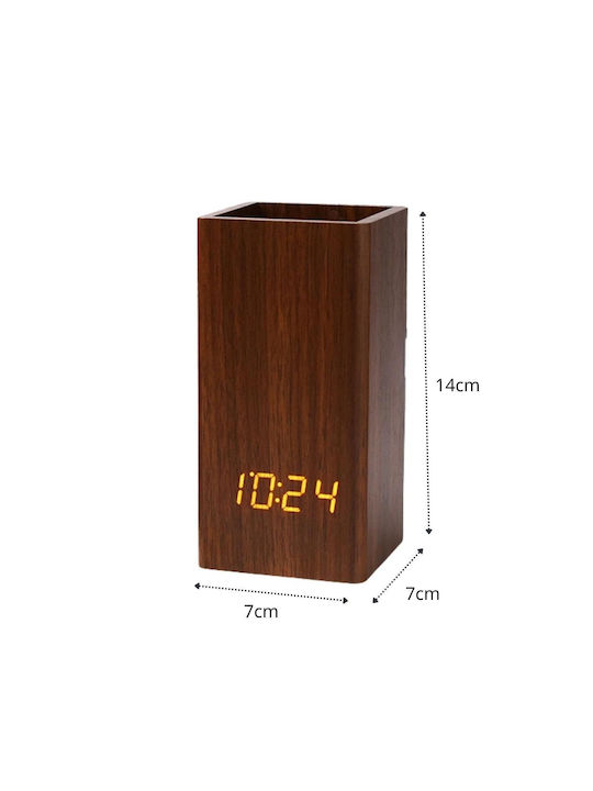 Uncle George Tabletop Digital Clock LED Wooden Brown 01.06.04-0007-BRWN
