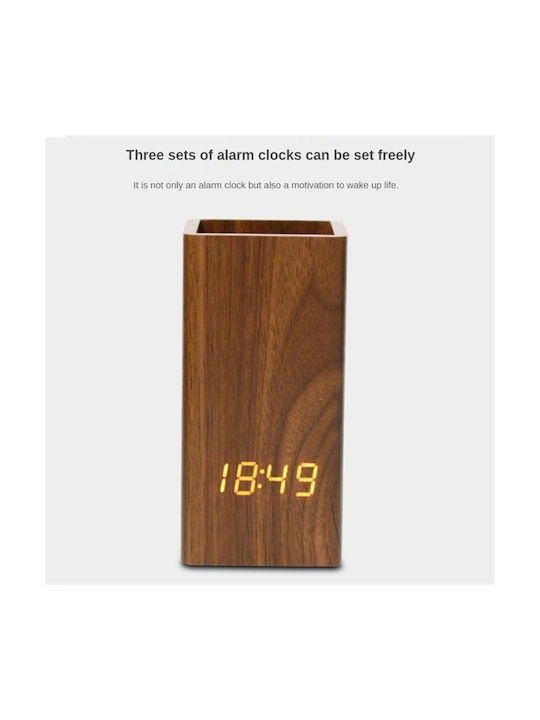 Uncle George Tabletop Digital Clock LED Wooden Brown 01.06.04-0007-BRWN