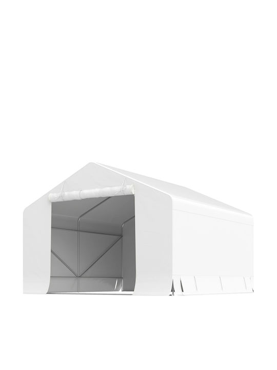 Outsunny Gazebo Garten Weiß 3x3m