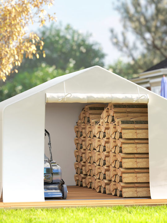 Outsunny Gazebo Garten Weiß 3x3m