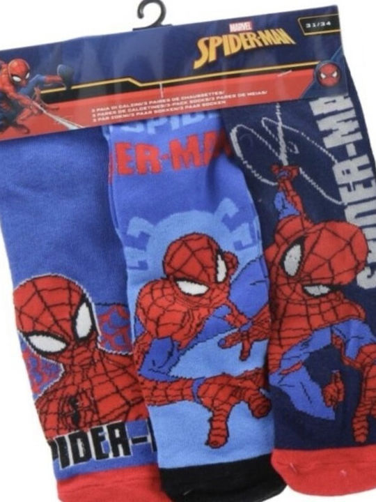 Marvel Παιδικές Κάλτσες Μπλε 3 Ζευγάρια