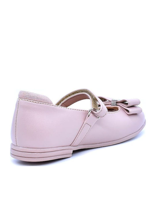 Kids Anatomic Leather Ballerinas with Hoop & Loop Closure Pink