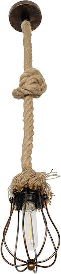 GloboStar Camber Pendant Light Copper with Rope for Socket E27 12x12x80cm
