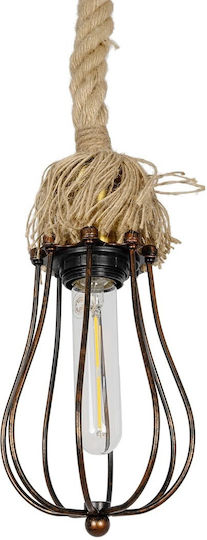 GloboStar Camber Pendant Light Copper with Rope for Socket E27 12x12x80cm