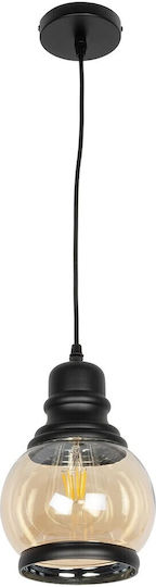 GloboStar Oliver Висящо Осветително Тяло Кехлибарен с Цокъл E27 16x16x25см.