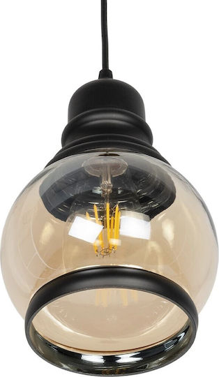 GloboStar Oliver Висящо Осветително Тяло Кехлибарен с Цокъл E27 16x16x25см.