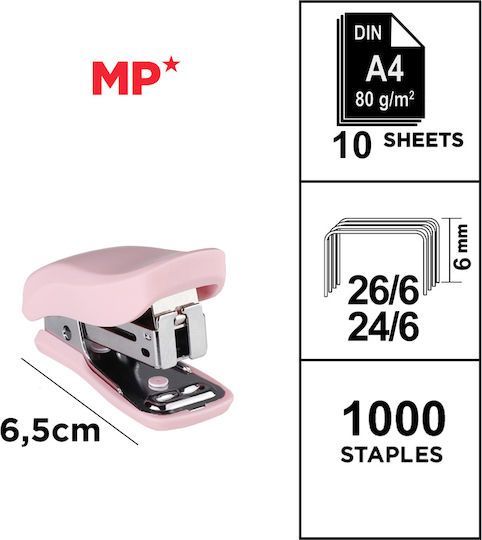 Madrid Papel Mini Pink Hand Stapler