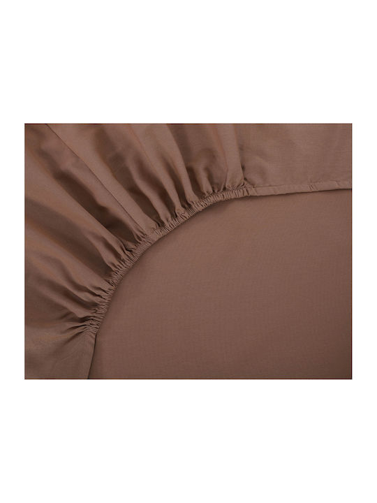 Silk Fashion Σεντόνι Υπέρδιπλο με Λάστιχο 165x200+35εκ. Praline