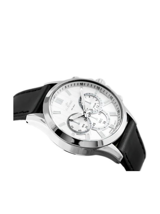 G.Rossi Ανδρικό Ρολόι 51mm Μπαταρίας με Μαύρο Δερμάτινο Λουράκι