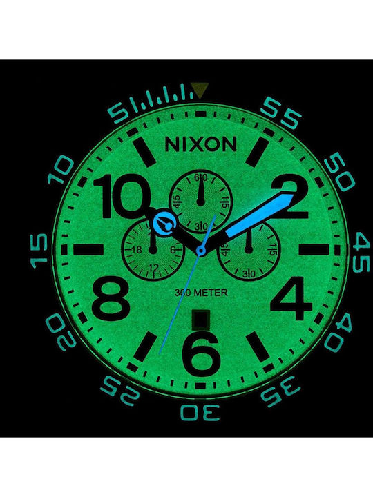 Nixon 51-30 Ανδρικό Ρολόι 51mm Χρονογράφος Μπαταρίας με Ασημί Μεταλλικό Μπρασελέ