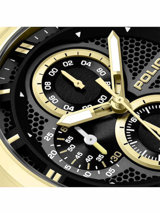 Police Men's Watch 43mm Chronograph Battery with Gold Metal Bracelet