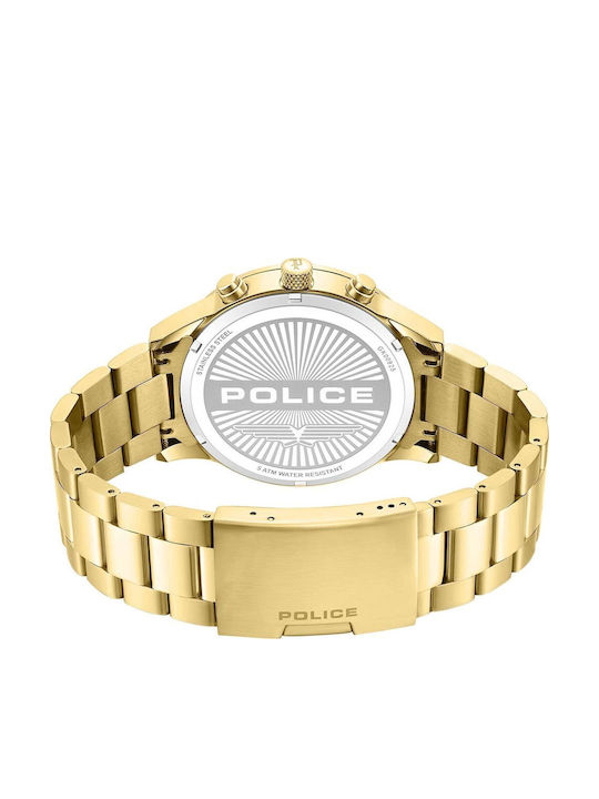 Police Men's Watch 43mm Chronograph Battery with Gold Metal Bracelet