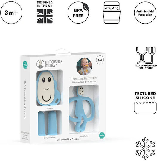 Matchstick Monkey Μασητικός Κρίκος Οδοντοφυΐας Χωρίς BPA από Σιλικόνη για 3 m+ 3τμχ
