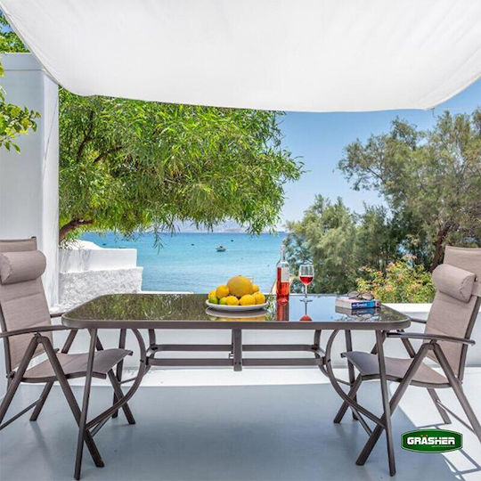 Grasher Rectangular Shade Sail White With Hoops 2x3m 180gr/m²