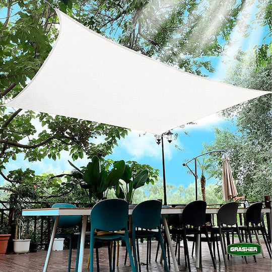 Grasher Rectangular Shade Sail White With Hoops 2x3m 180gr/m²