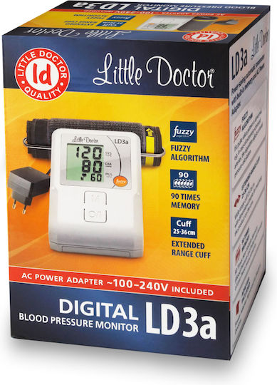 Little Doctor Ld 3a Tensiometru Electronic de Braț cu Adaptor Inclus Ecran Lcd Memorie 90 Valori Alb