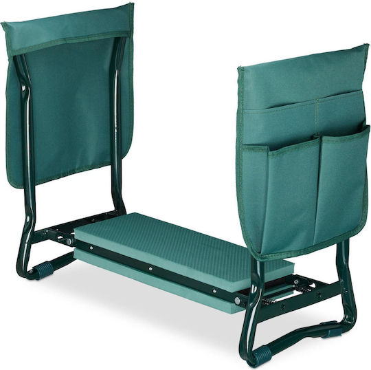 Garden Seat Relaxdays Folding Reversible Knee Protector Stool Side Tool Pockets Green 10026641