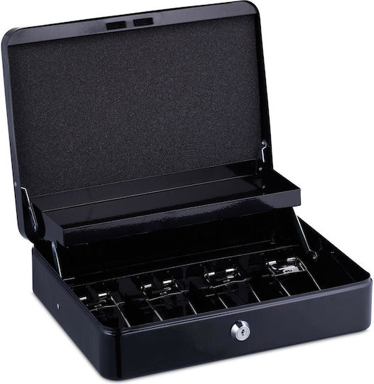 Cutie de Bani Relaxdays Cash Box Coin Counting Board Suport Bancnote și Monede cu Încuietoare Neagră 10047774_46