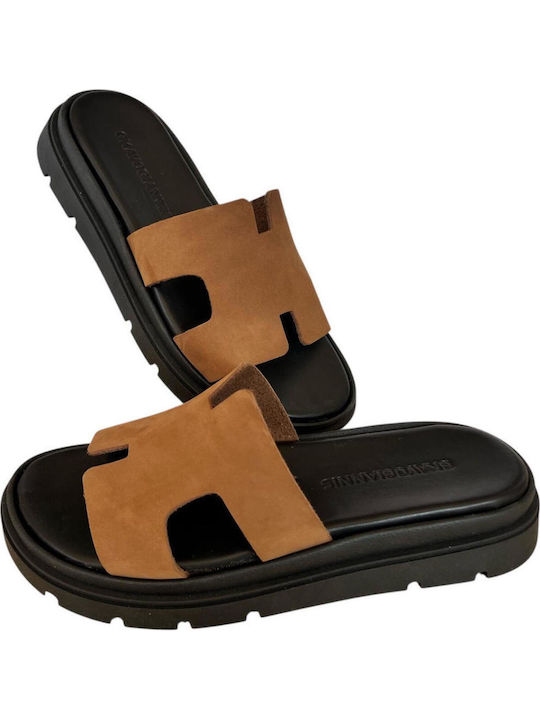 Sandale Casual Damă Flatforme Maro Din Piele