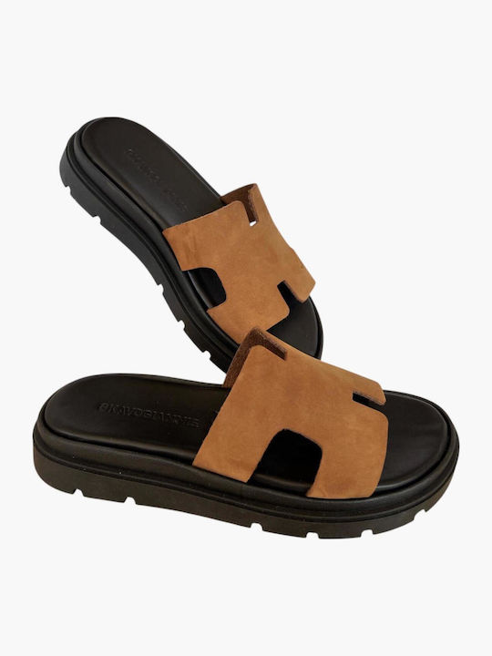 Sandale Casual Damă Flatforme Maro Din Piele