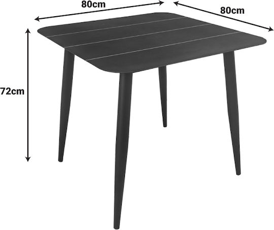Маса За сядане за Малки Външни Пространства Алуминиево Стабилна Vista Black Shade 80x80x72бр