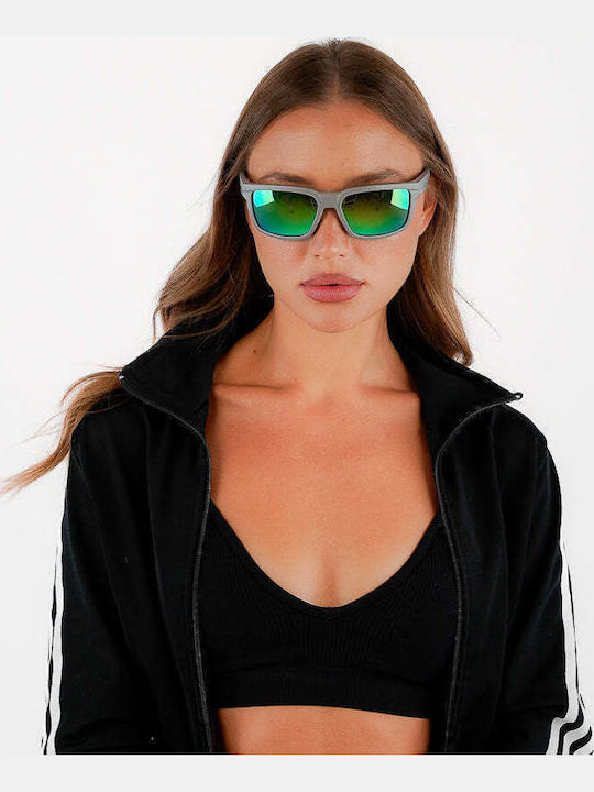 Red Raven Kelly Unisex Sunglasses with Gray Frame and Green Lens 48953062687054