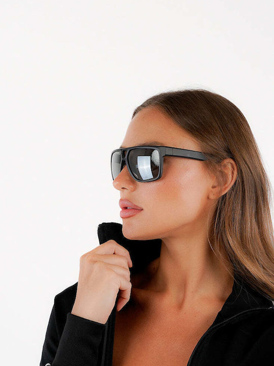Red Raven Maverick Unisex Sunglasses with Black Frame and Silver Mirror Lens 48953112330574