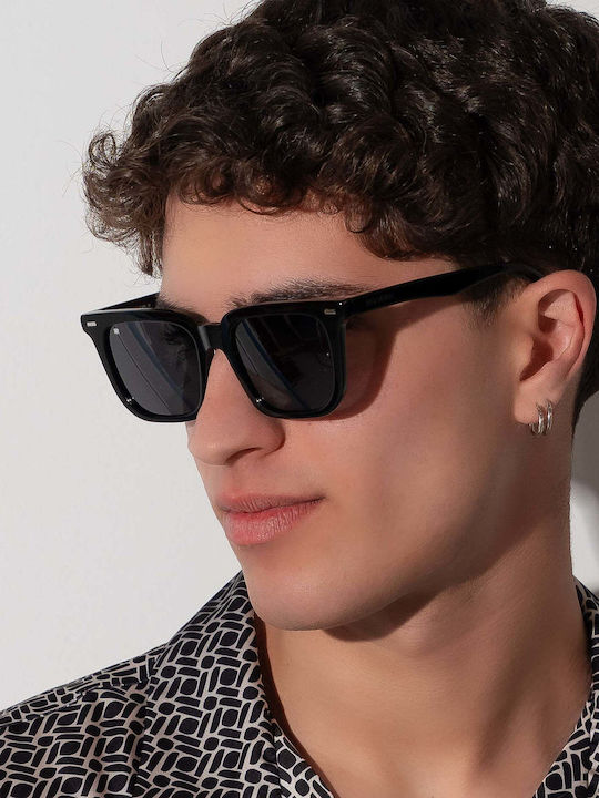 Red Raven Jasper Unisex Sunglasses with Black Frame and Black Polarized Lenses