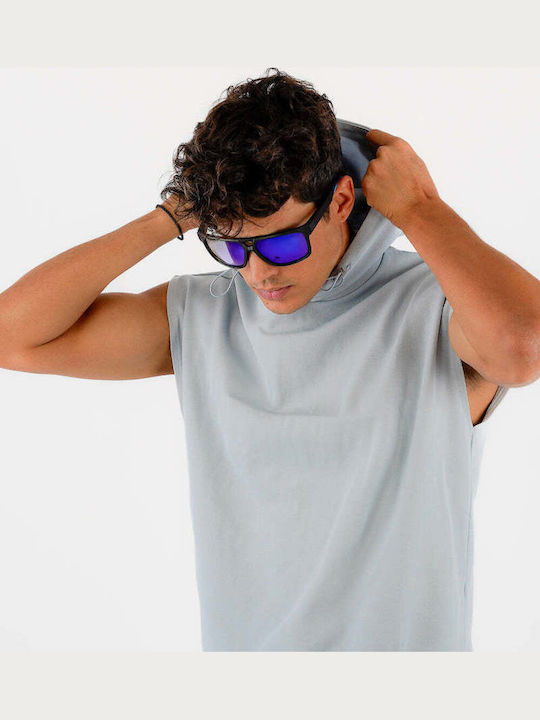 Red Raven Maverick Unisex Ochelari De Soare Cu Ramă Neagră Din Plastic Și Lentile Albastre