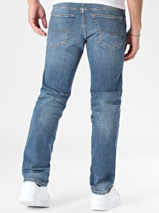 Men's Elastic Jeans Pants with Slim Straight Fit Blue